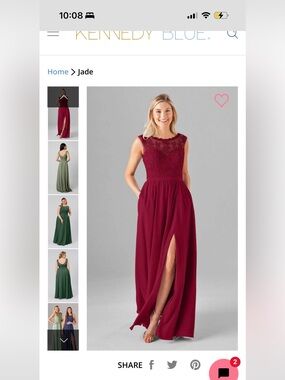 Kennedy Blue Jade Sleeveless Lace Bodice Claret Bridesmaid Dress